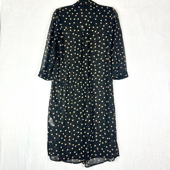 Seraphine Sheer Polka Dot Midi Shirt Dress Size 2 Maternity Black Chiffon - Picture 2 of 6